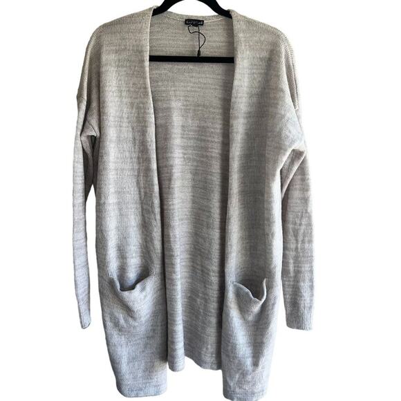 Express womens mid Heathered oatmeal wool mohair blend open cardigan sweater S - Picture 1 of 6